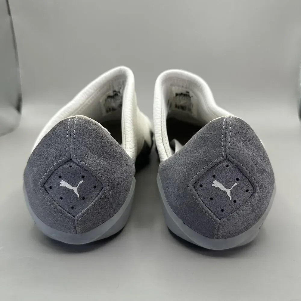 Puma Satori Mens Size 8 White Gray Leather Slip On Casual Sneakers *VERY RARE*